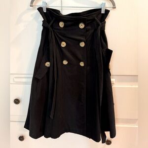 Fornarina Black Paper Bag Waist Skirt. Real Button Closures, Tie Waist, Pockets